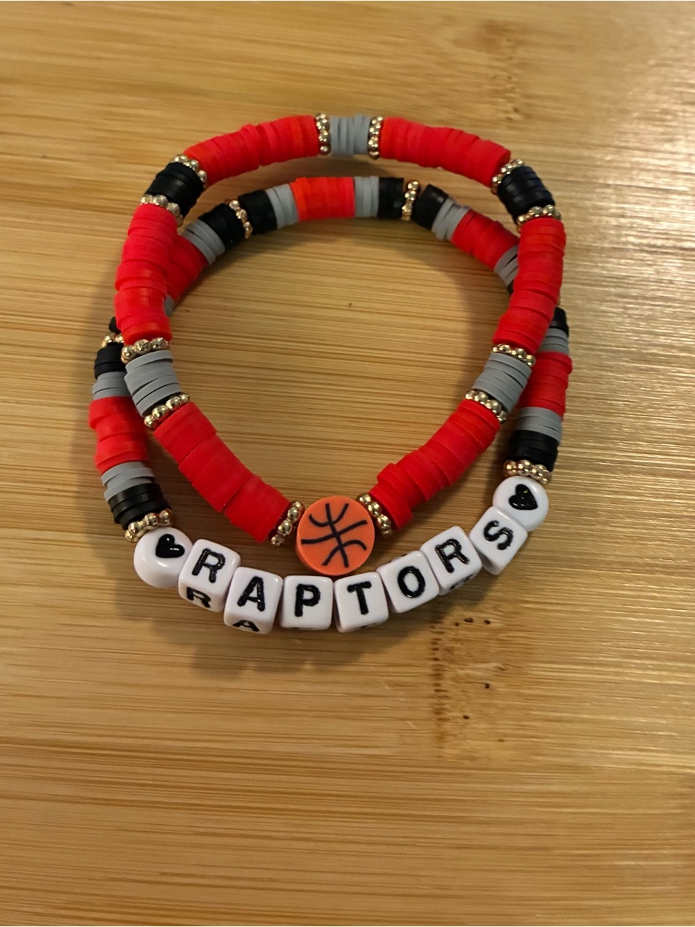 Raptors Basketball Beaded Stretch Bracelet Set